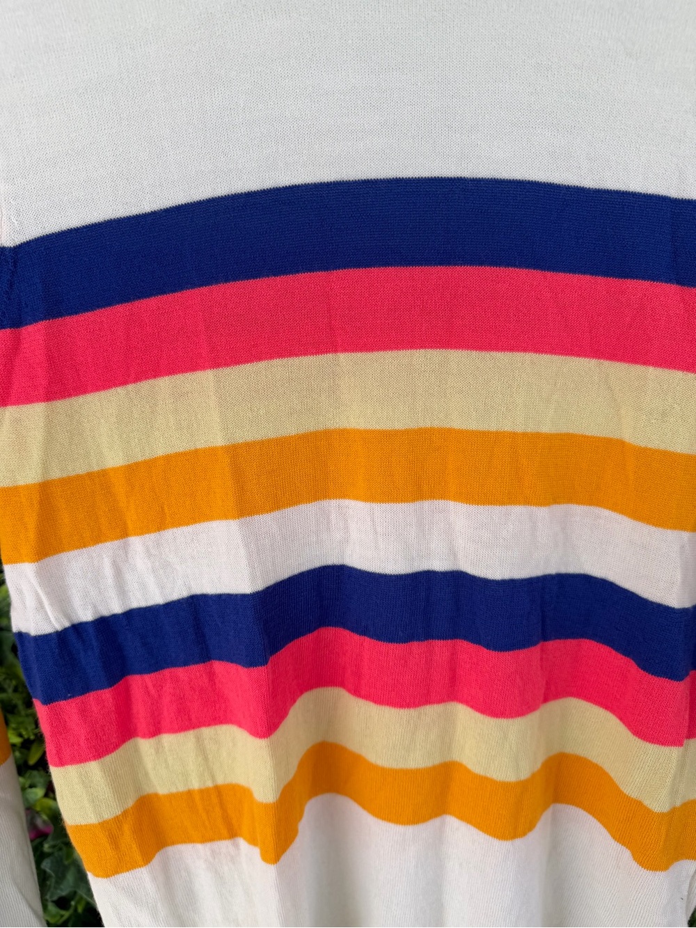Banana Republic Extra Fine Merino Wool Sweater Small Rainbow Stripe  Crewneck - Picture 5 of 7